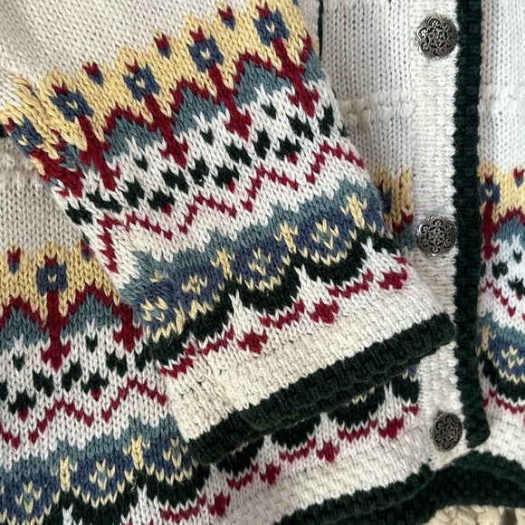 Christopher & Banks Hand Embroidered Winter Ice Skater Cardigan Sweater - Picture 3 of 5